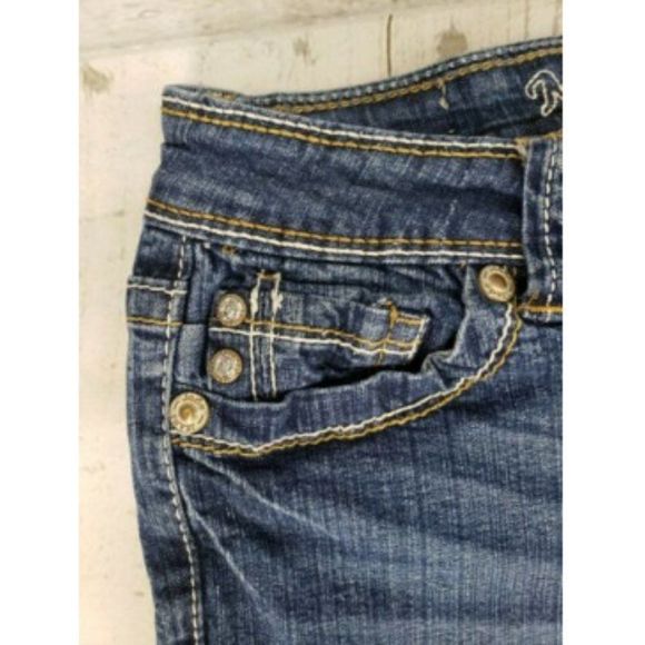 Myth of Jade Denim Cuffed Shorts Sz 4 Rhinestone - Picture 2 of 9
